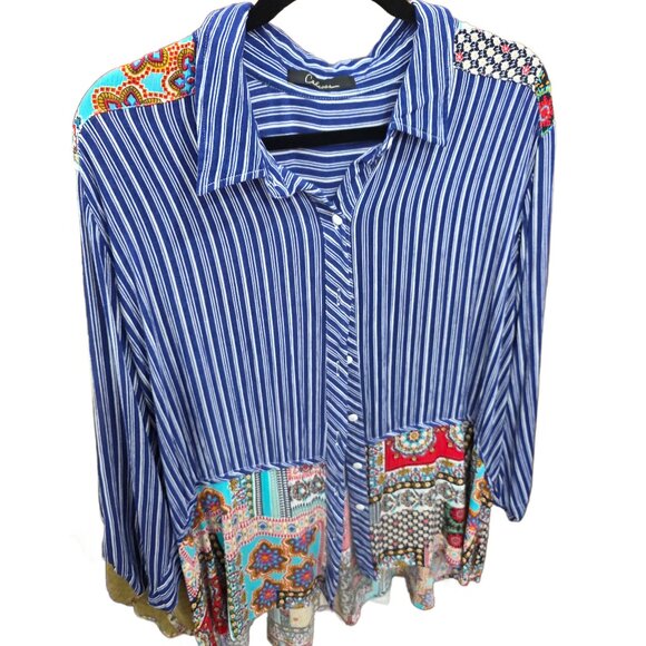 Calessa Striped Patchwork Top - Picture 1 of 4